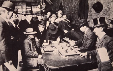 Playing Faro in the Orient Saloon at Bizbee, Arizona, 1903